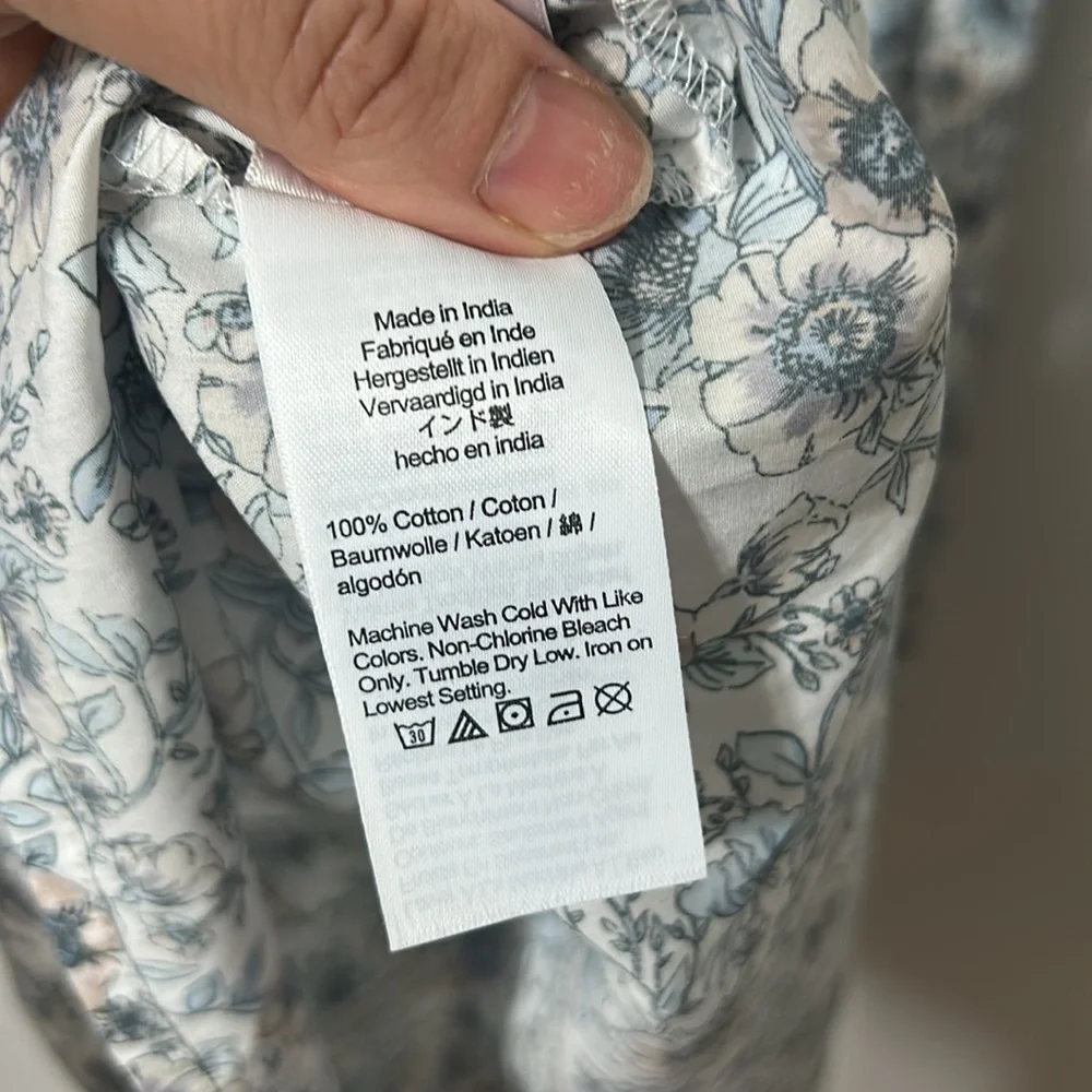 J. Crew White Mini Dress with Blue Floral Print
